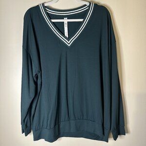 Rae Mode - Long Sleeve V Neck Long Sleeve Sweatshirt - Green - 1x - NWOT
